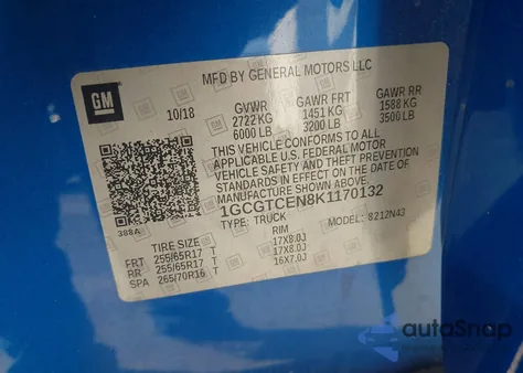 2019 Chevrolet Colorado Lt from USA, damaged, VIN 1GCGTCEN8K1170132